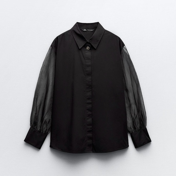 Zara, NWT, organza blouse, size Small, beautiful for holidays, fits oversized - Picture 3 of 3